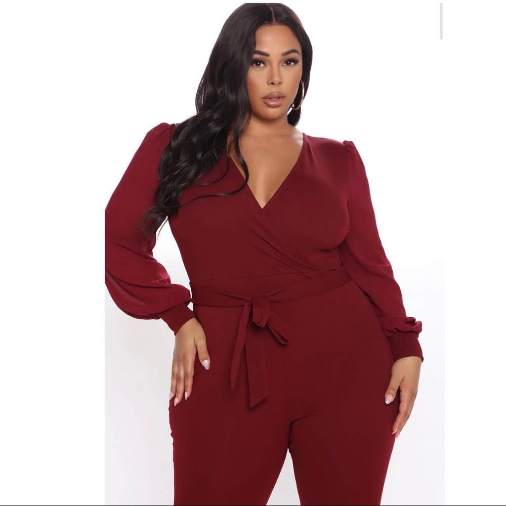 All About Me Balloon Sleeve Jumpsuit - Burgundy